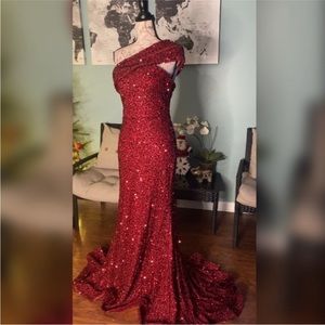 Burgundy formal dress Cinderella brand